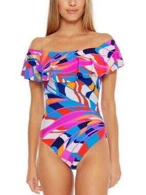 Trina Turk Rio Off The Shoulder One Piece Swimsuit Size 14
